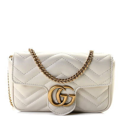 Gucci Calfskin Matelasse Super Mini GG Marmont Shoulder Bag White 1 of 8