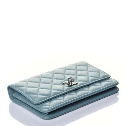 Chanel Lambskin Quilted Trendy CC Wallet On Chain WOC Light Blue 4 of 9