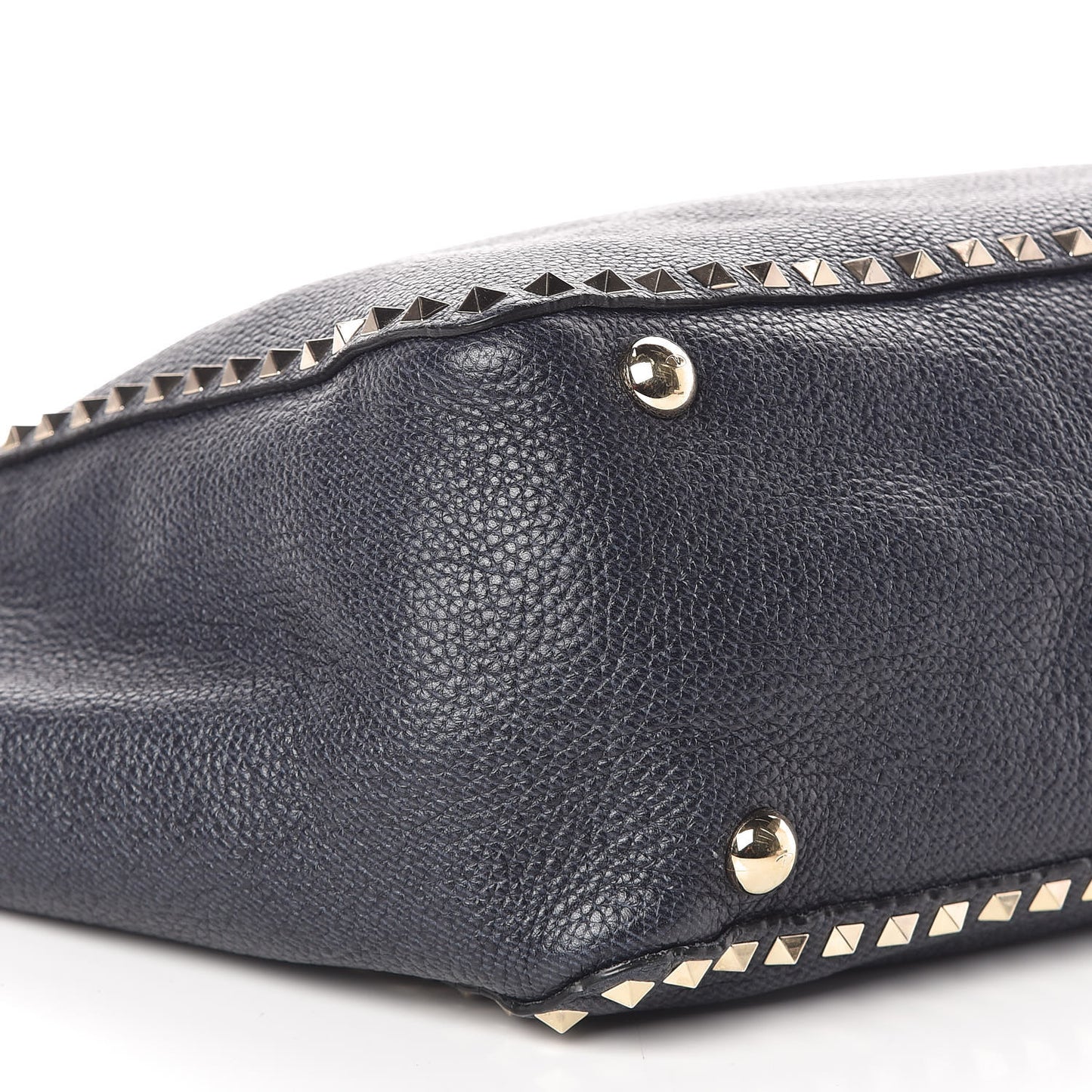Pebbled Calfskin Medium Rockstud Tote Deep Denim
