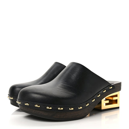 Fendi Vitello Baguette 25/60mm Clogs 40 Black 3 of 8