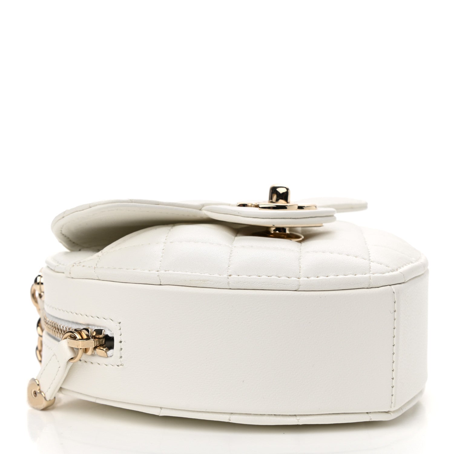Chanel Lambskin Quilted CC In Love Heart Clutch With Chain White 4 of 13