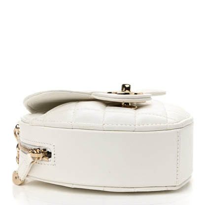 Chanel Lambskin Quilted CC In Love Heart Clutch With Chain White 4 of 13