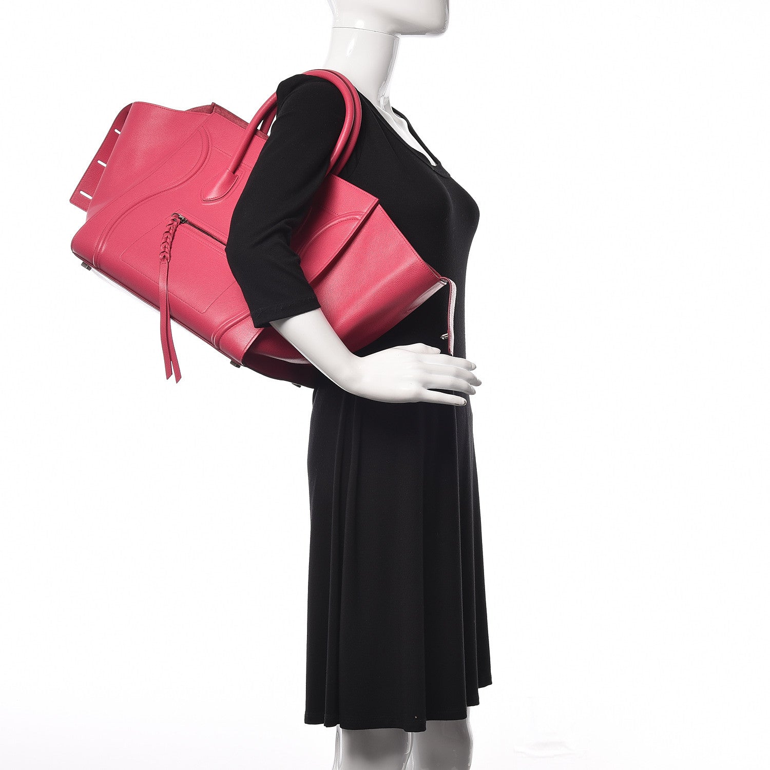 Celine Supple Calfskin Medium Phantom Luggage Fuchsia 2 of 19