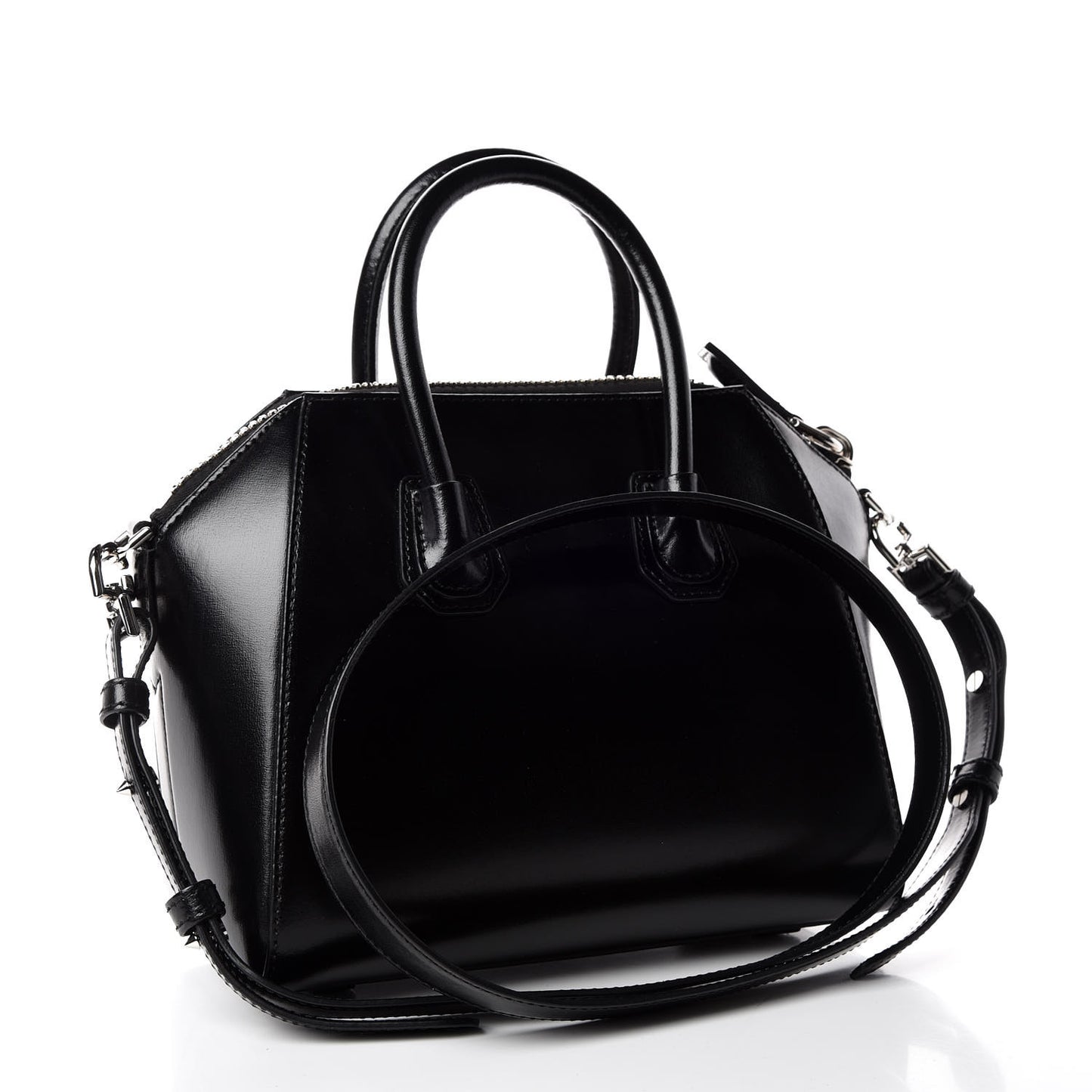 Shiny Lord Calfskin Mini Antigona Black