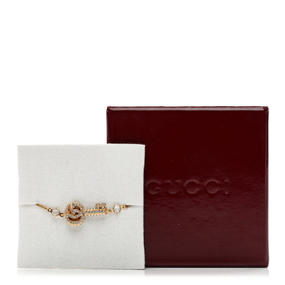 Gucci Metal Crystal Double G Key Bracelet Gold 4 of 4