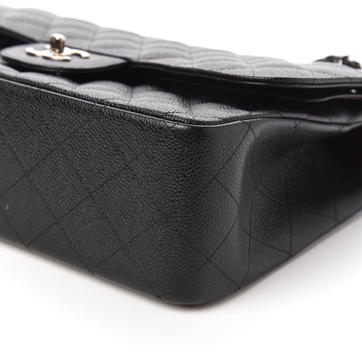 Caviar Quilted Jumbo Double Flap Black