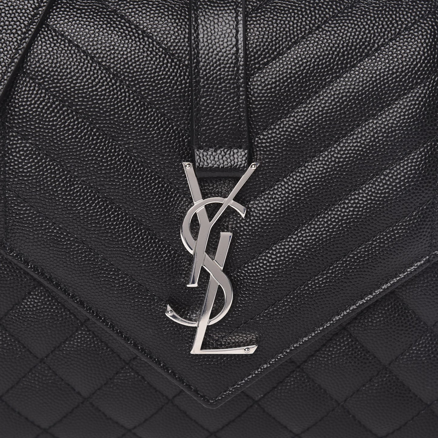 Grain De Poudre Textured Mixed Matelasse Triquilt Medium Monogram Satchel Black