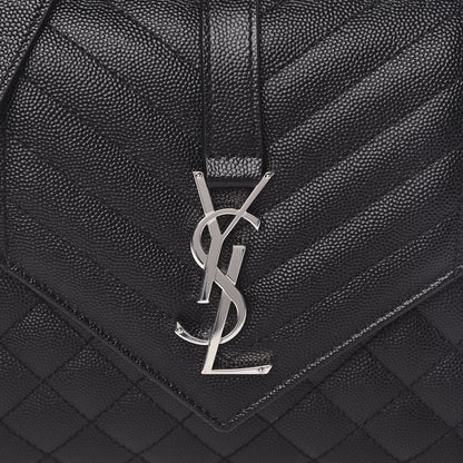 Saint Laurent Grain De Poudre Textured Mixed Matelasse Triquilt Medium Monogram Satchel Black 10 of 10