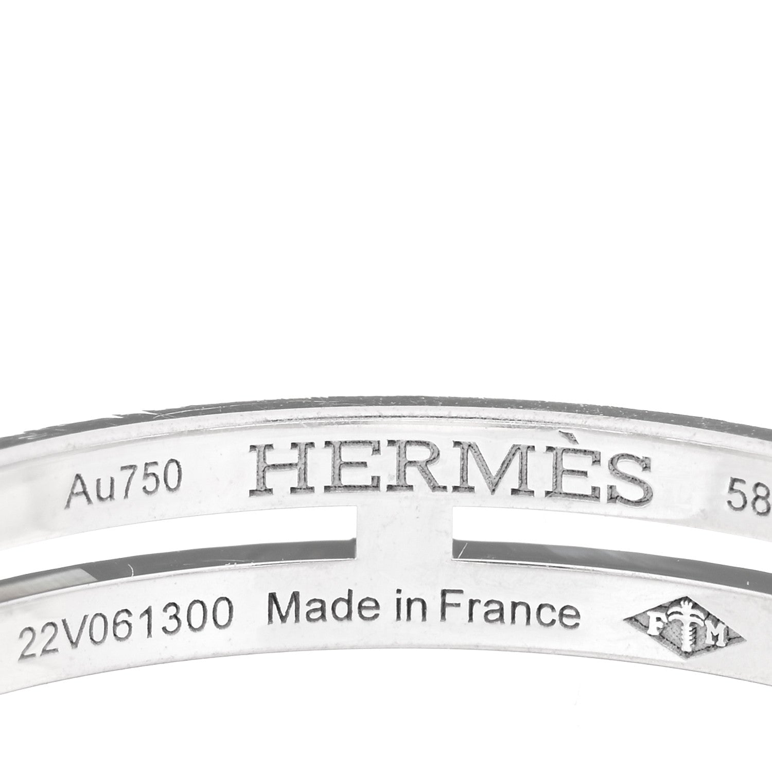 Hermes 18K White Gold Diamond Ariane Wedding Band Ring 58 8.25 4 of 5