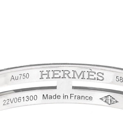 Hermes 18K White Gold Diamond Ariane Wedding Band Ring 58 8.25 4 of 5