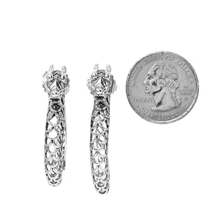 John Hardy Sterling Silver Naga Dragon Hoop Earrings 2 of 5