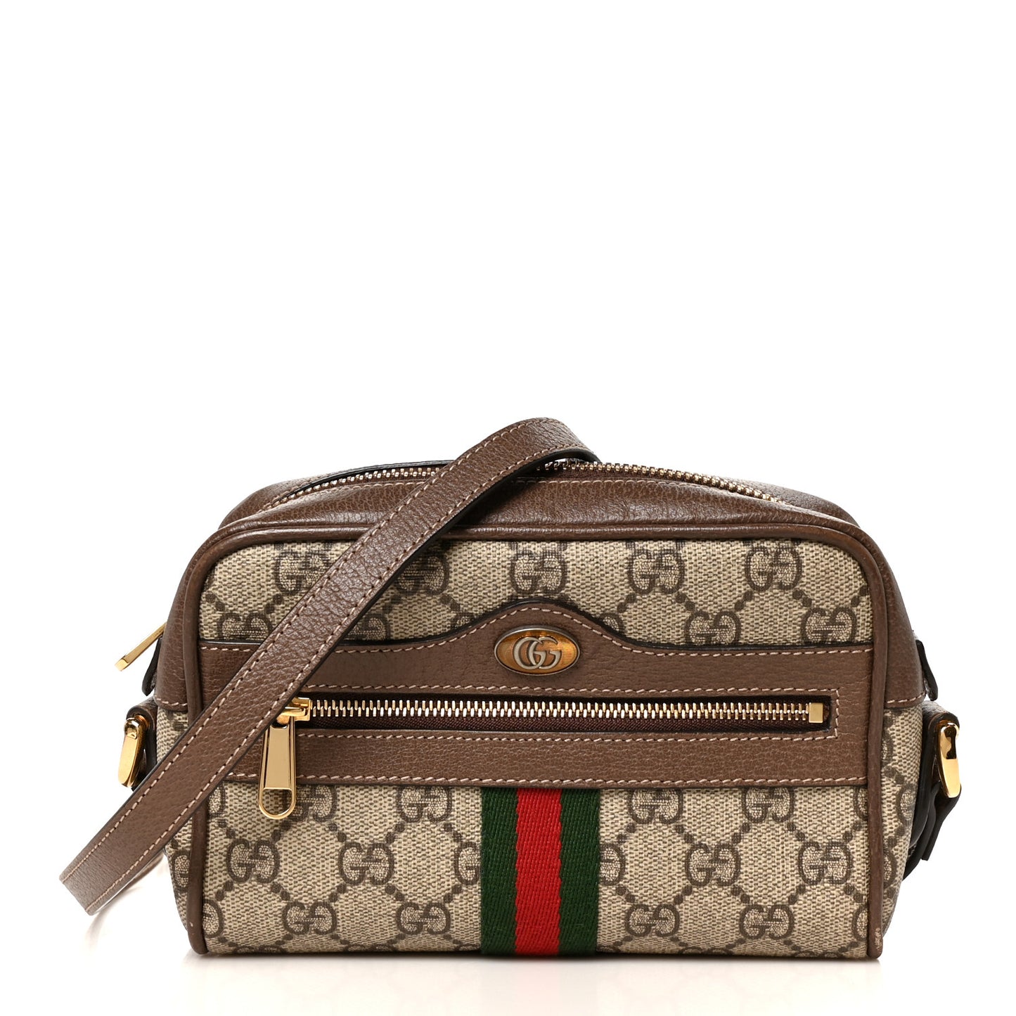 GG Supreme Monogram Web Mini Ophidia Shoulder Bag Brown