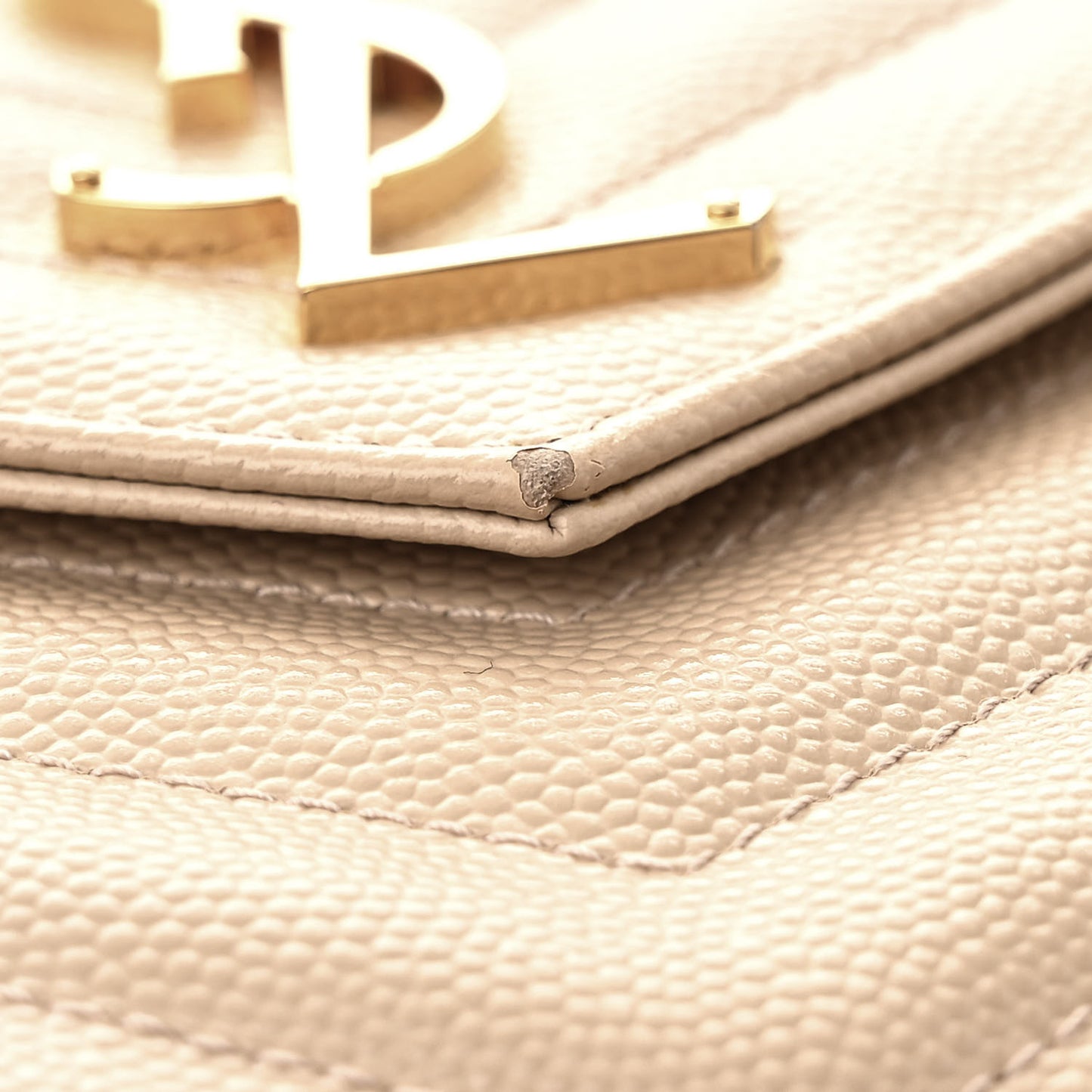 Grain De Poudre Matelasse Chevron Monogram Chain Wallet Dark Beige