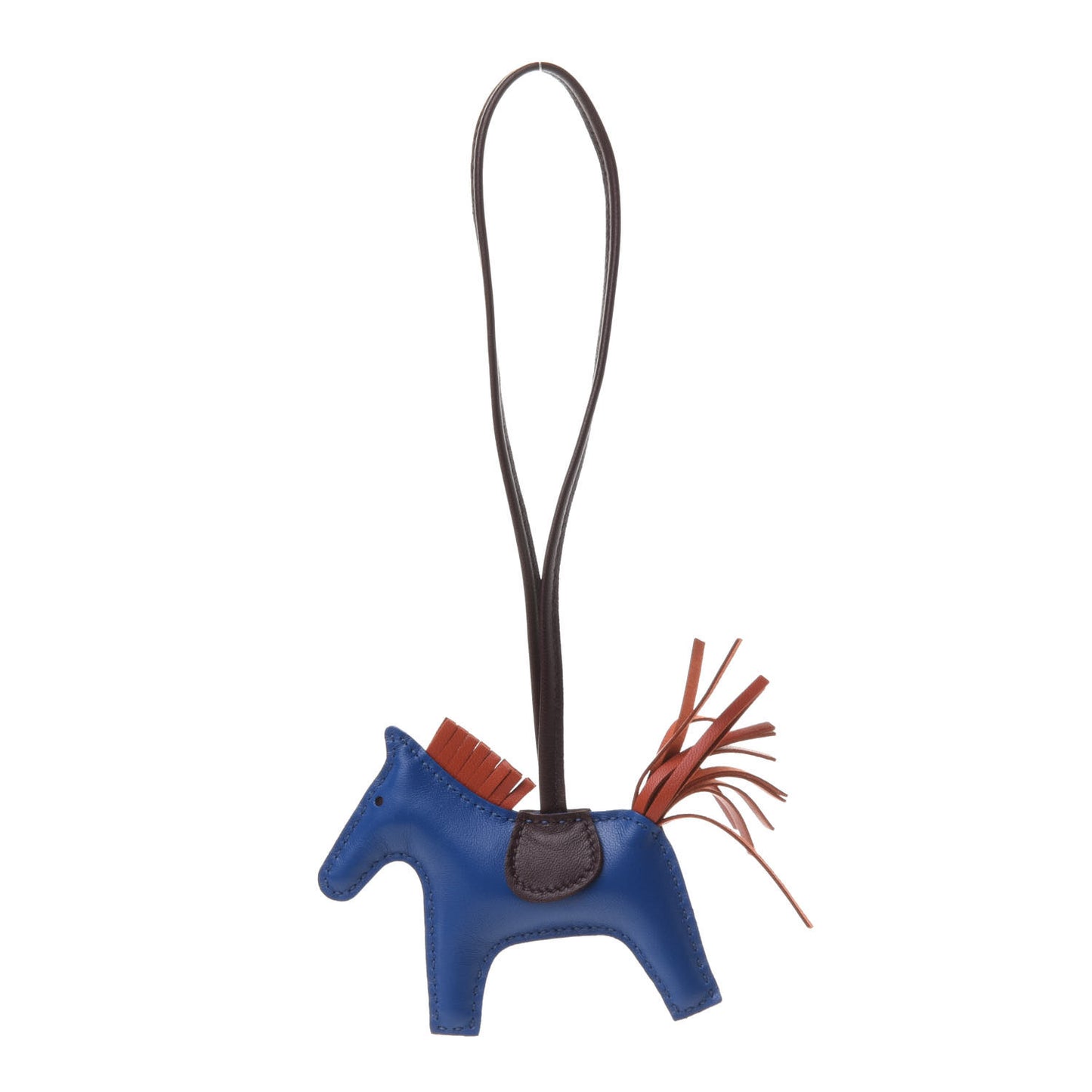 Milo Lambskin Grigri Rodeo Horse Bag Charm PM Bleu de Malte Rouge H Peony