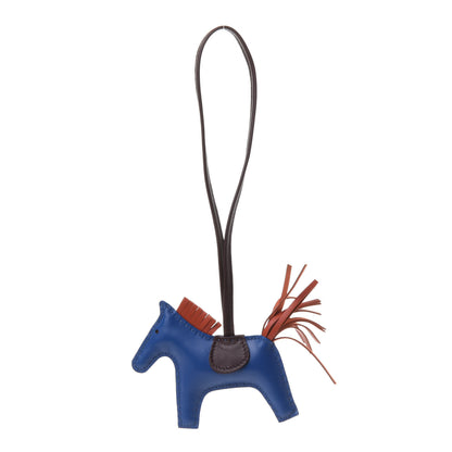 Hermes Milo Lambskin Grigri Rodeo Horse Bag Charm PM Bleu de Malte Rouge H Peony 1 of 5