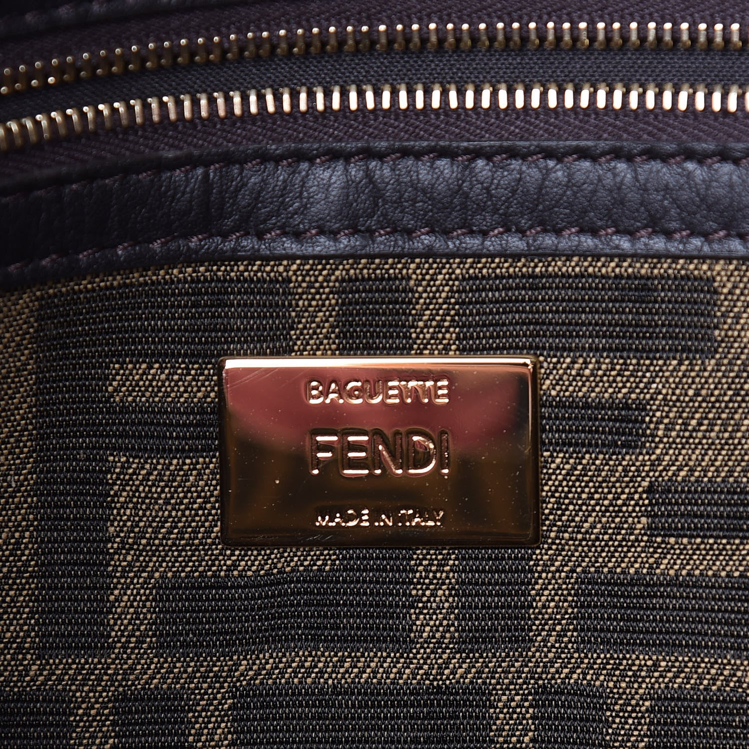 Fendi Fabric Jacquard FF 1974 Large Baguette Tobacco Moro Black 9 of 9