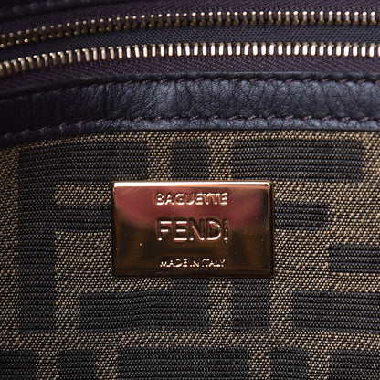 Fendi Fabric Jacquard FF 1974 Large Baguette Tobacco Moro Black 9 of 9