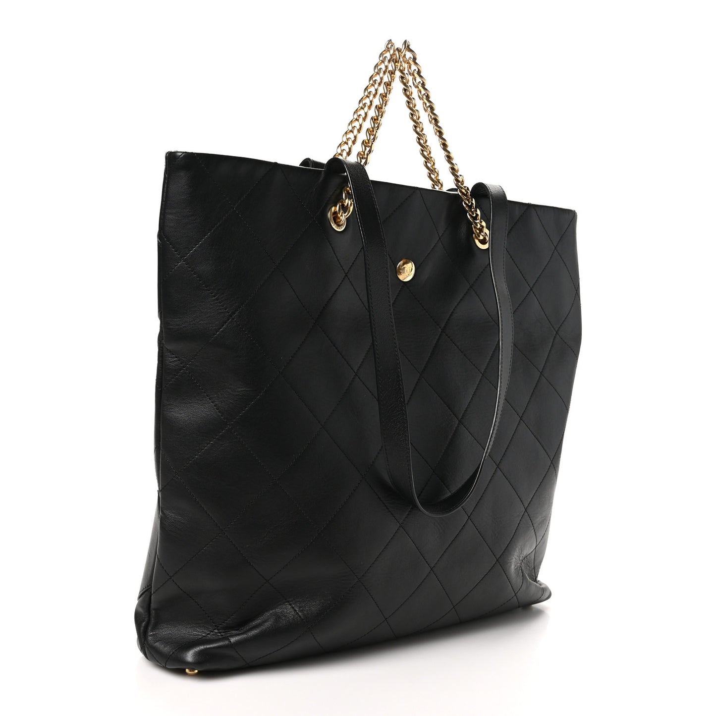 Calfskin Stitched CC Club Monaco Tote Black