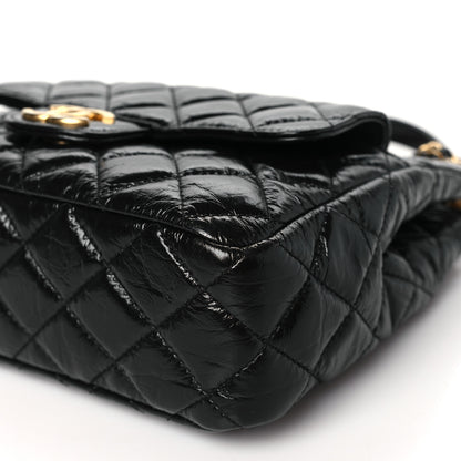 Chanel Shiny Crumpled Calfskin Quilted Wavy CC Hobo Black 10 of 10