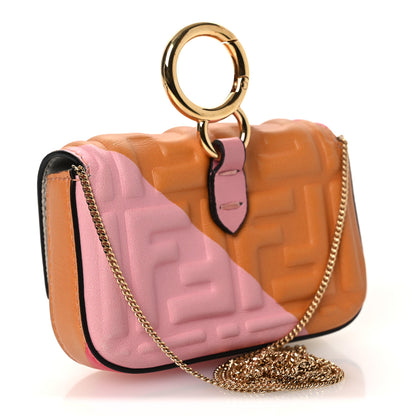 Fendi Nappa FF Embossed Line Print Nano Baguette Charm White Multicolor 3 of 12
