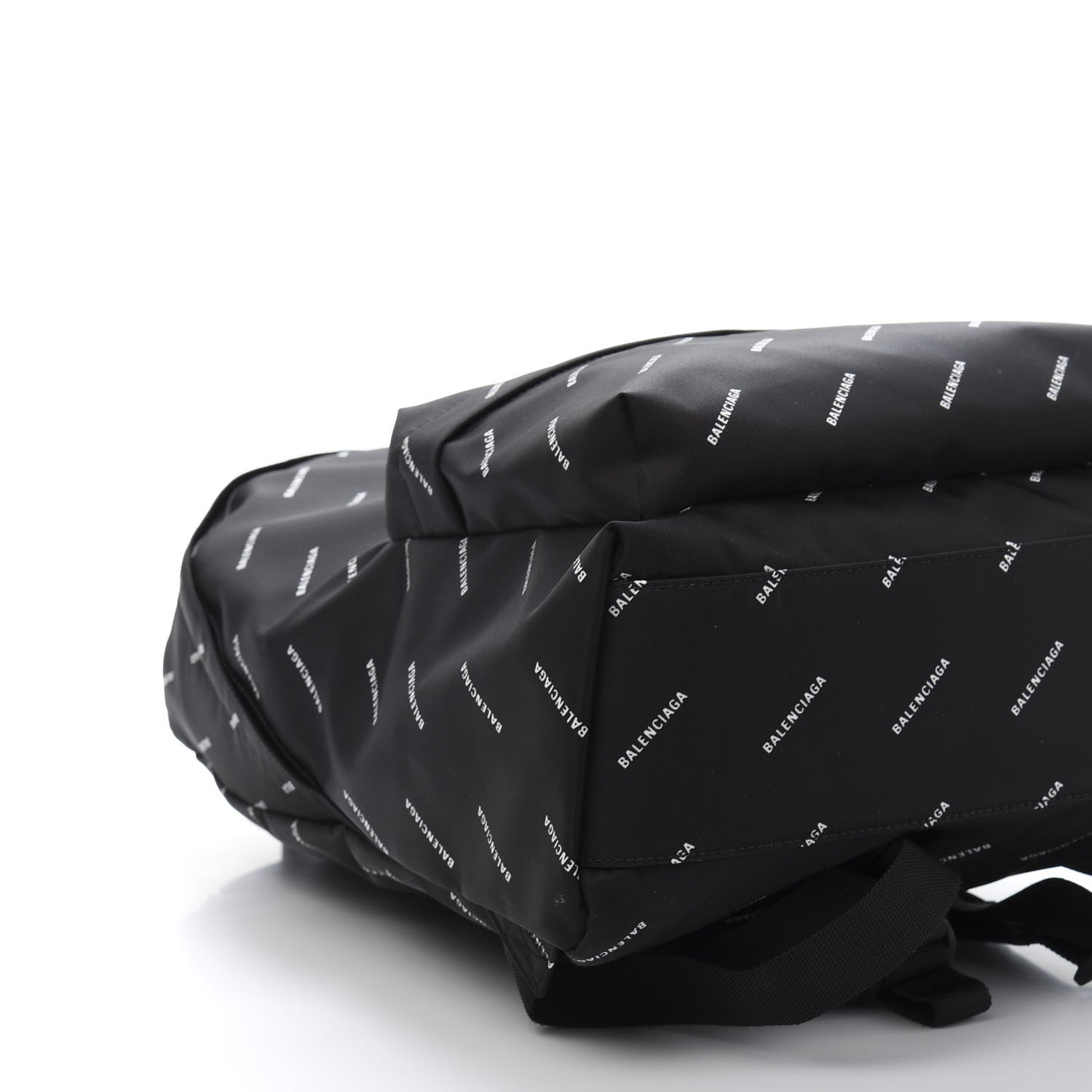 Balenciaga Twill Nylon Allover Logo Print Explorer Backpack Black White 6 of 8