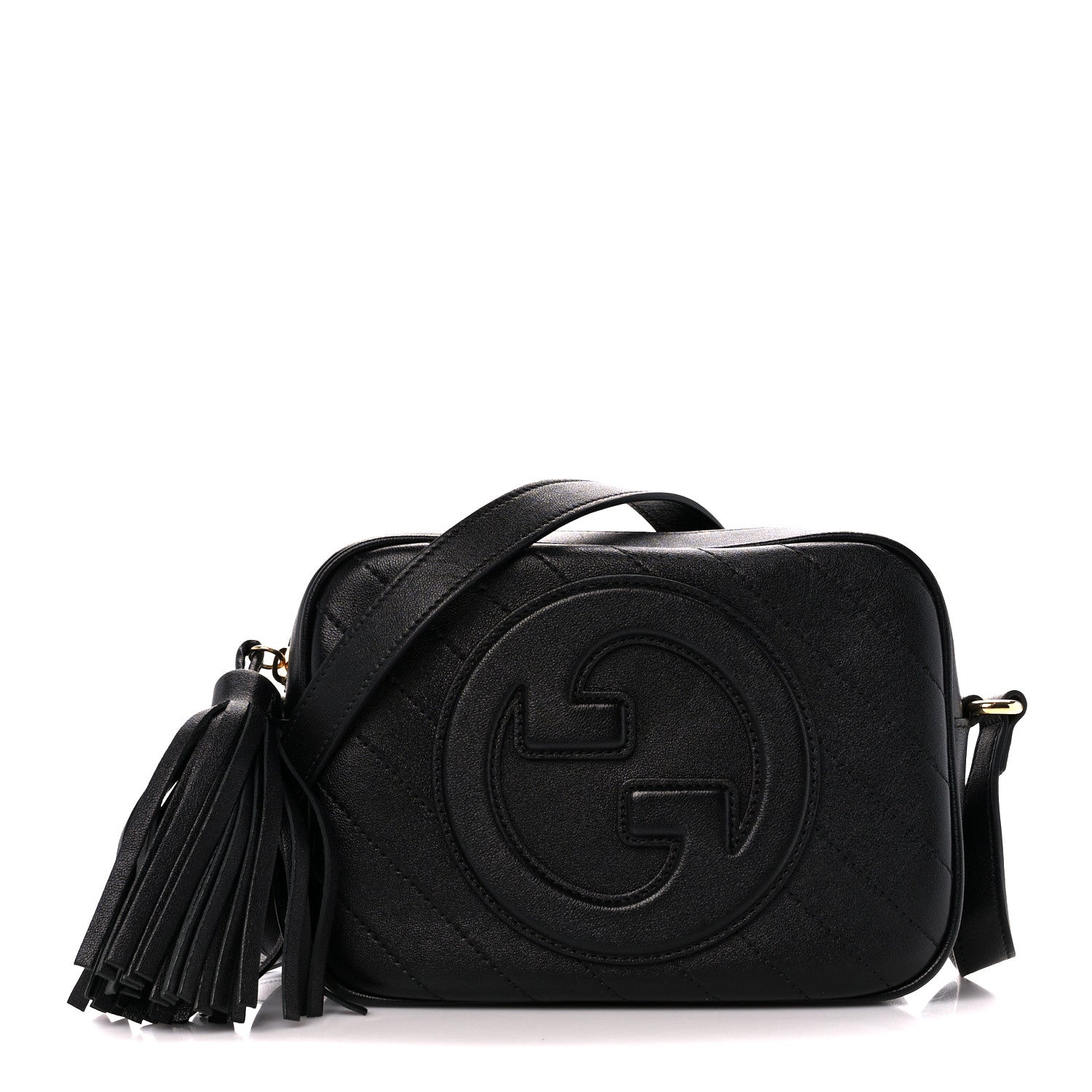 Gucci Sakai Be Green Calfskin Diagonal Stitched Small Blondie Shoulder Bag Black 1 of 11