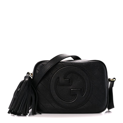 Gucci Sakai Be Green Calfskin Diagonal Stitched Small Blondie Shoulder Bag Black 1 of 11