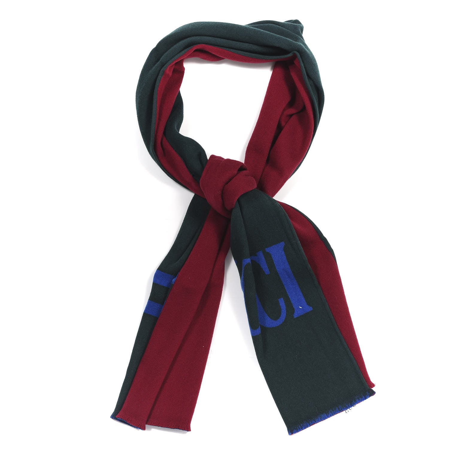 Gucci Wool Silk Guccium Scarf Petroleum Blue Bordeaux 1 of 5