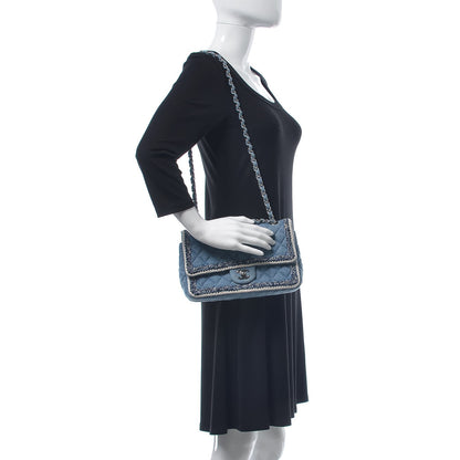 Chanel Denim Braided Medium Flap Bag Light Blue 2 of 14