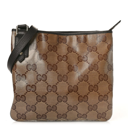 Gucci Crystal Monogram Flat Messenger Bag Beige Dark Brown 1 of 9