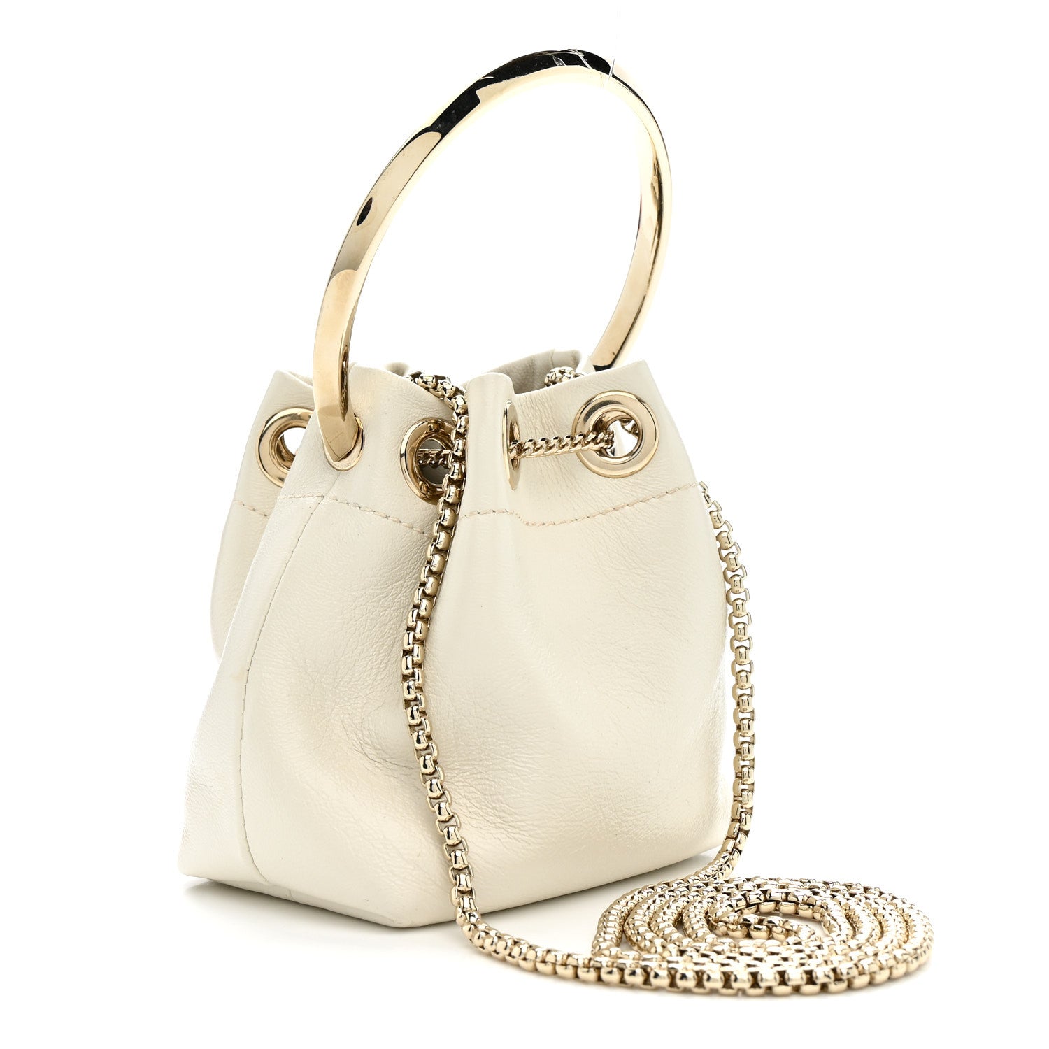 Jimmy Choo Goatskin Bon Bon Bucket Bag White 3 of 10