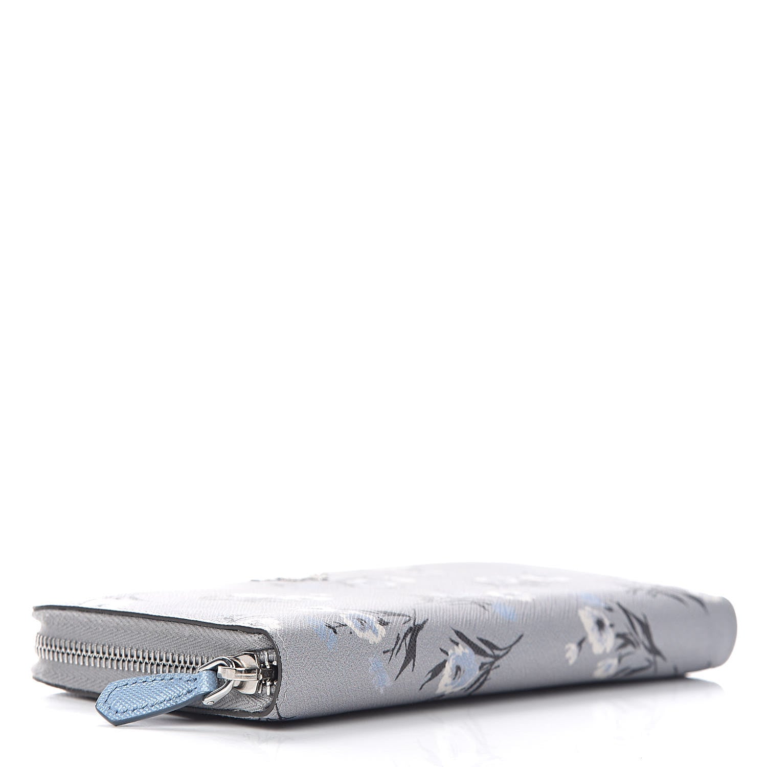 Prada Saffiano Floral Print Metal Zip Around Wallet Acciaio 4 of 6