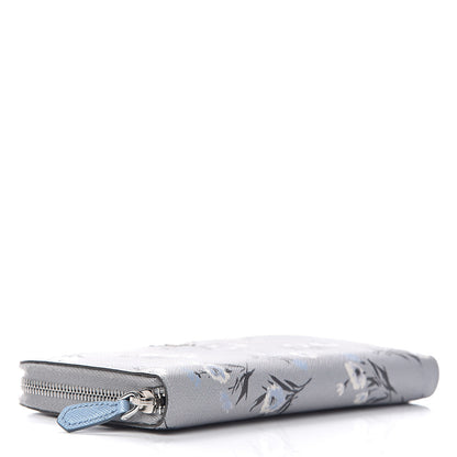 Prada Saffiano Floral Print Metal Zip Around Wallet Acciaio 4 of 6