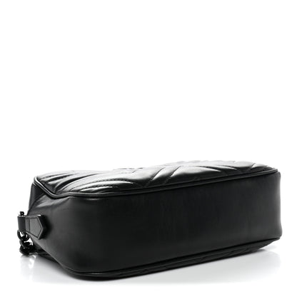 Gucci Calfskin Matelasse Monochrome Small GG Marmont Chain Shoulder Bag Black 4 of 12