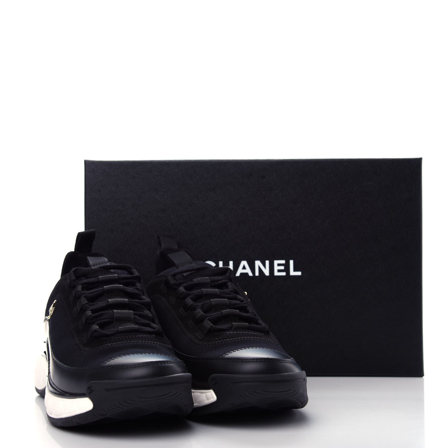 Chanel Velvet Calfskin Mixed Fibers CC Sneakers 39 Black 11 of 11