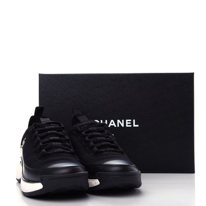 Chanel Velvet Calfskin Mixed Fibers CC Sneakers 39 Black 11 of 11