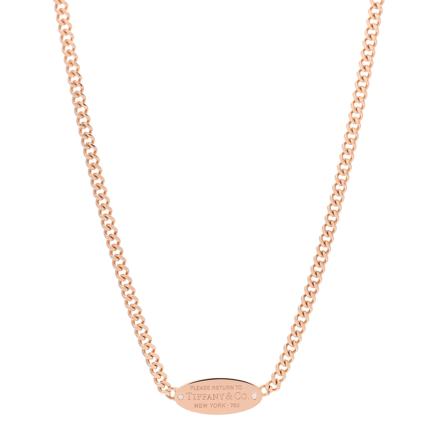 18K Rose Gold Diamond Return To Tiffany Oval ID Necklace