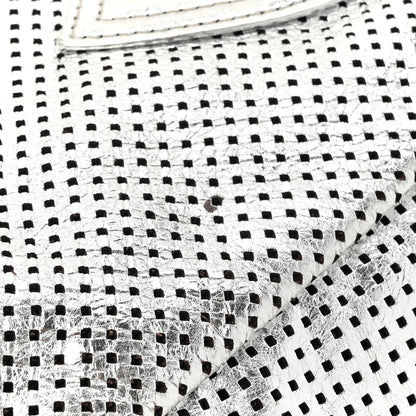 Chanel Metallic Glazed Calfskin Perforated Large Rodeo Drive Tote Silver 11 of 11