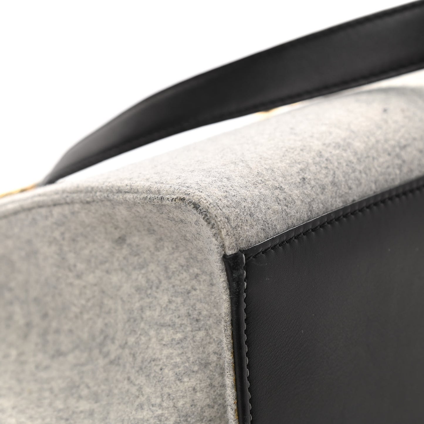 Felt Smooth Calfskin Medium Trapeze Pearl Grey