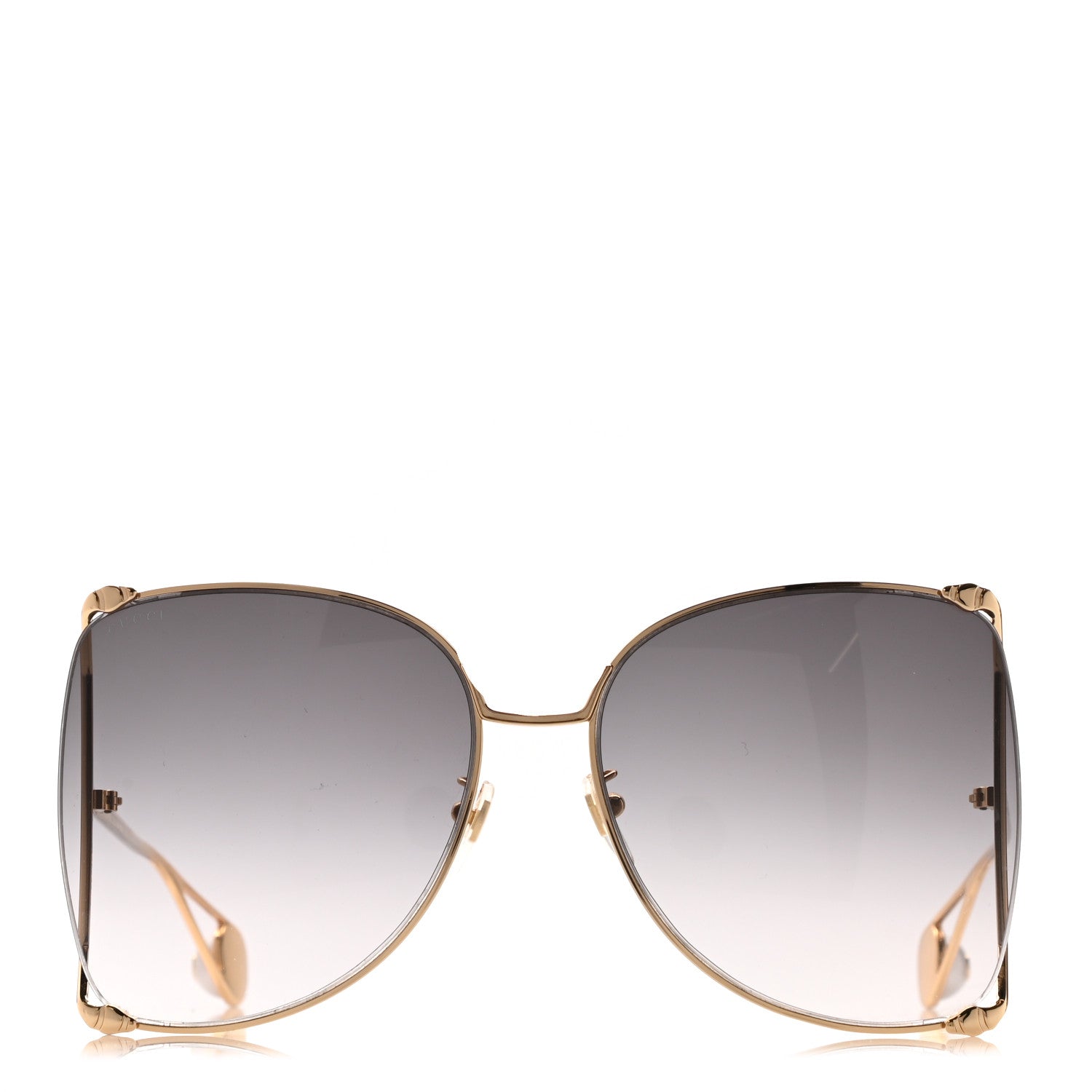 Gucci Metal Oversized Round Sunglasses GG0252S Gold 2 of 7