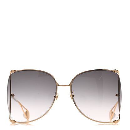 Gucci Metal Oversized Round Sunglasses GG0252S Gold 2 of 7