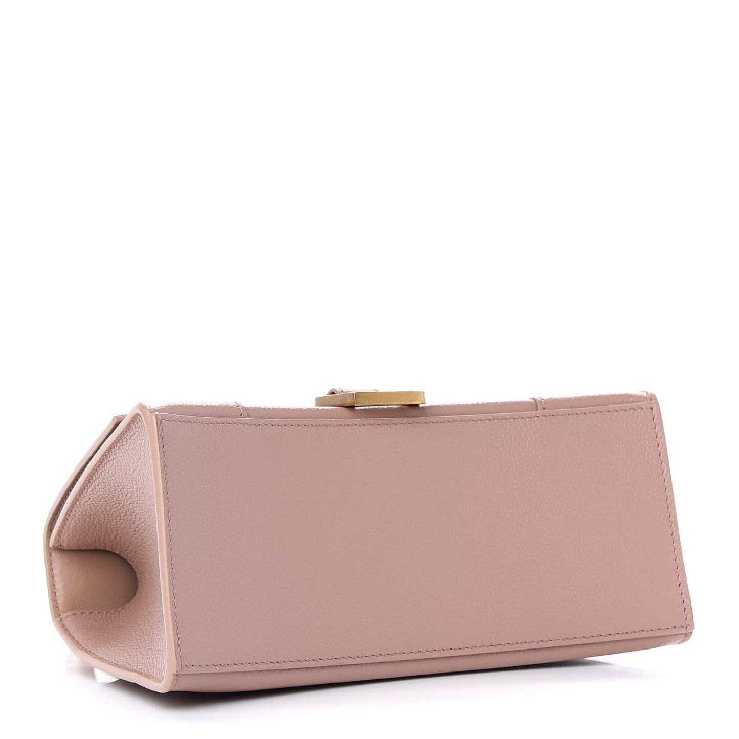 Grained Calfskin Small Hourglass Top Handle Bag Nude Beige