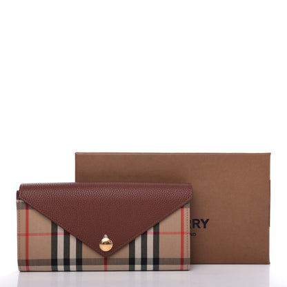 Burberry BURBERY Calfskin Vintage Check Continental Wallet Tan 7 of 7