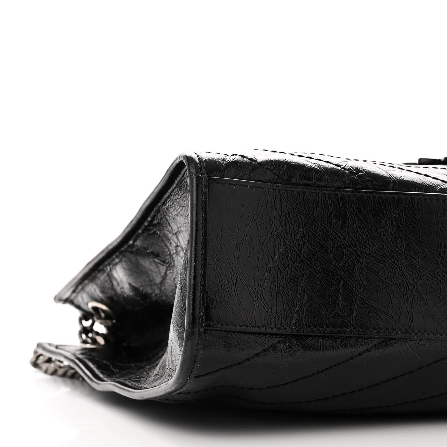 SAINT LAURENT Crinkled Calfskin Matelasse Monogram Medium Niki Shopper Tote Black