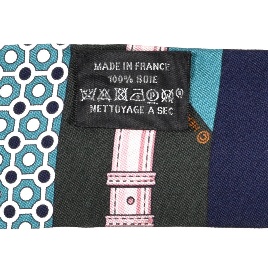 Silk Clic Clac Modern Cannage Twilly Vert Marine Vieux Rose