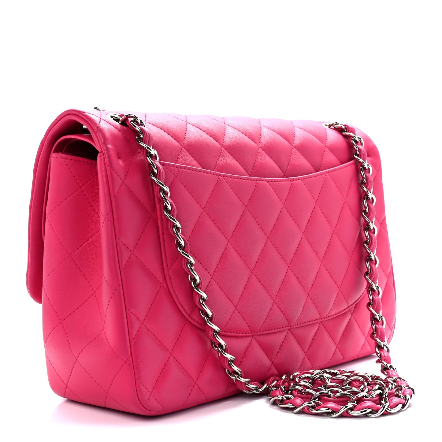 Lambskin Quilted Jumbo Double Flap Dark Pink