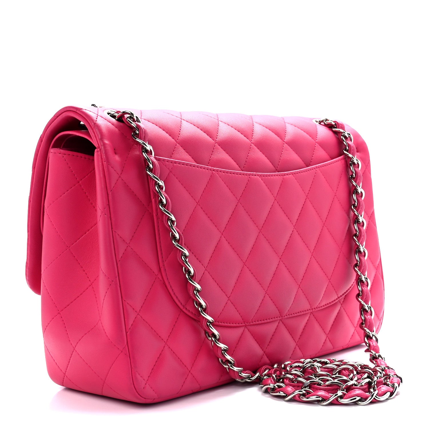 Chanel Lambskin Quilted Jumbo Double Flap Dark Pink 2 of 15