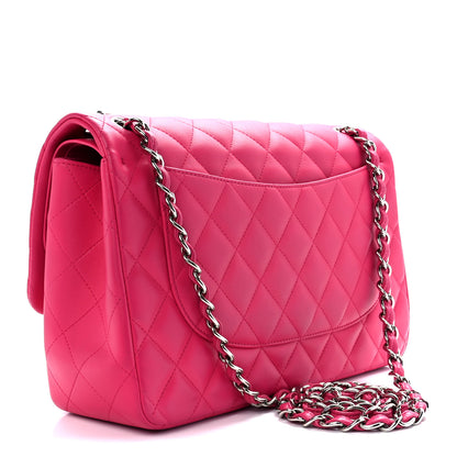 Chanel Lambskin Quilted Jumbo Double Flap Dark Pink 2 of 15
