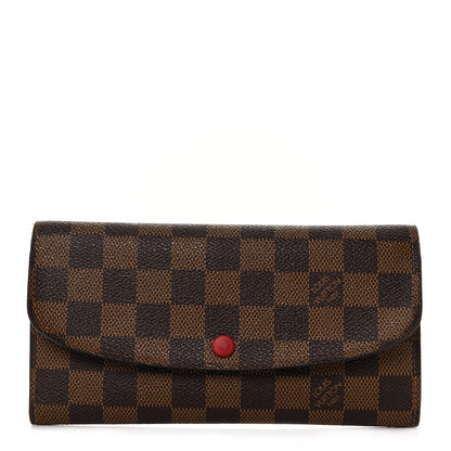 Louis Vuitton Damier Ebene Emilie Wallet Red 1 of 9