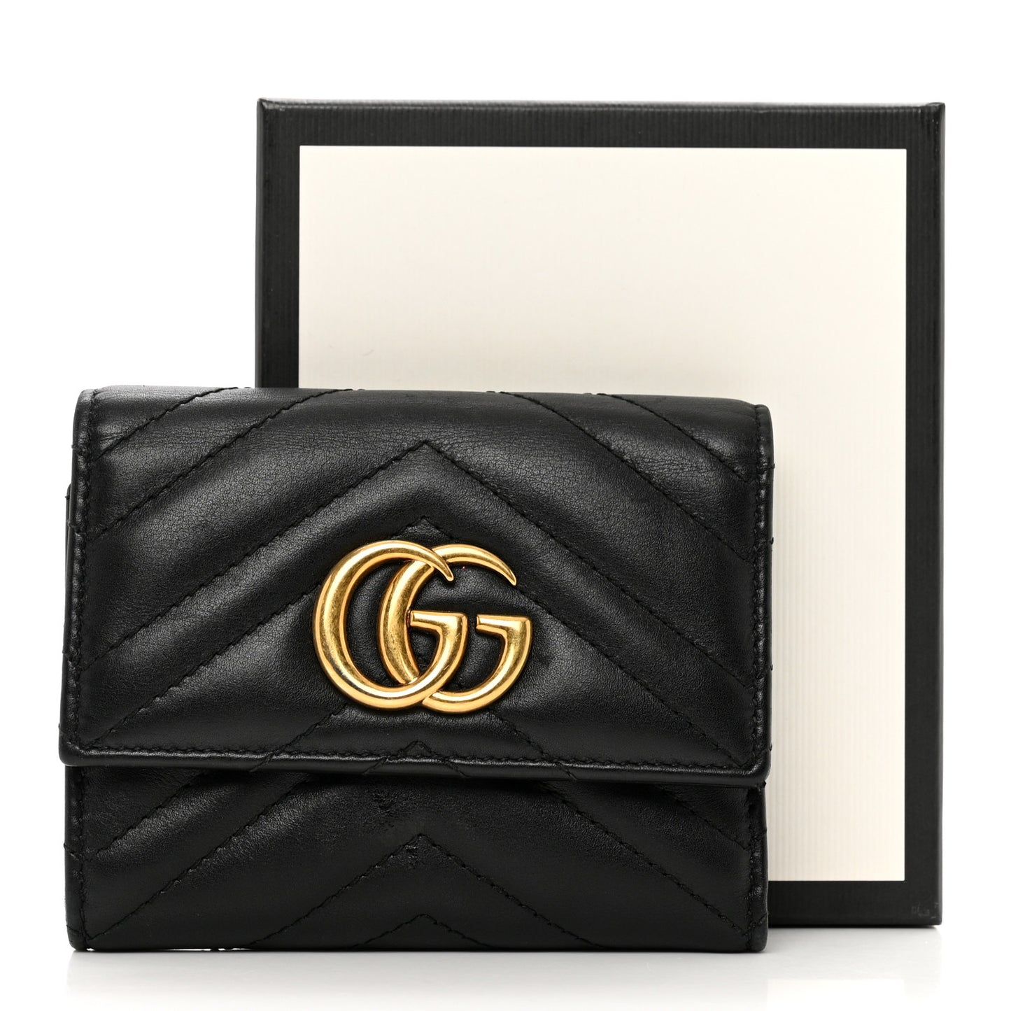 Calfskin Matelasse GG Marmont Wallet Black